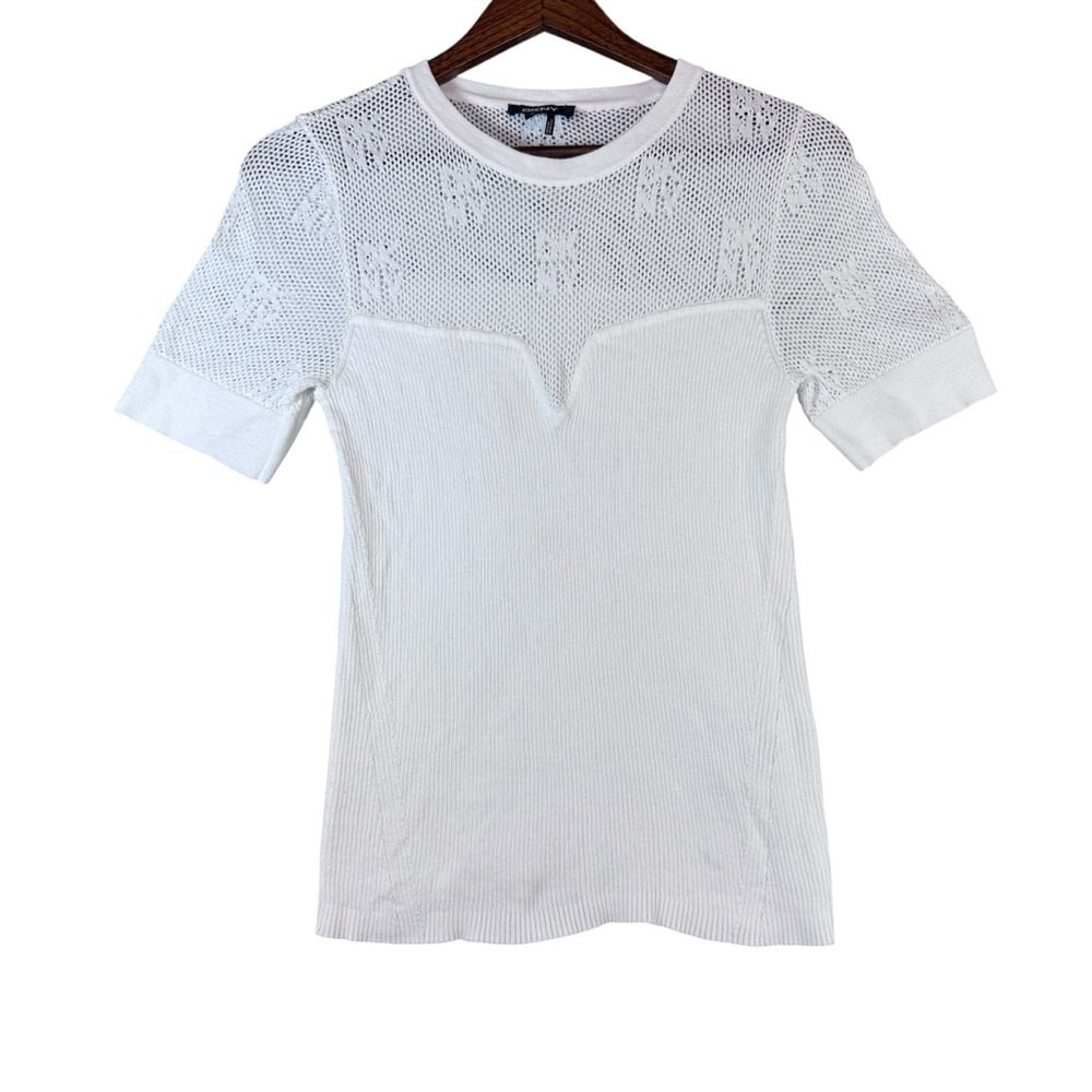 DKNY White Short Sleeve Sweater Top